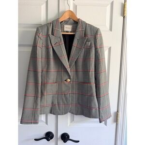 Court & Rowe Plaid Blazer Gold Button Houndstooth Jacket Red Black White